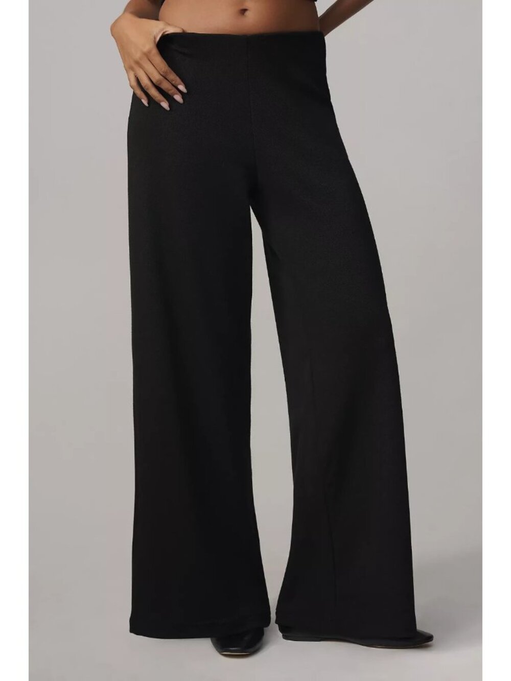 Anthropologie Maeve Knit Wide-Leg Pull-On Pants Black XL